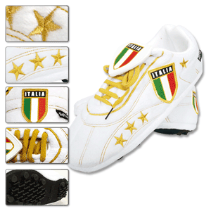Italy Football Boot Slippers 3+1 star - White
