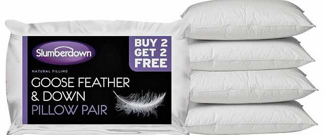 Goose Feather Pillows - 4 Pack