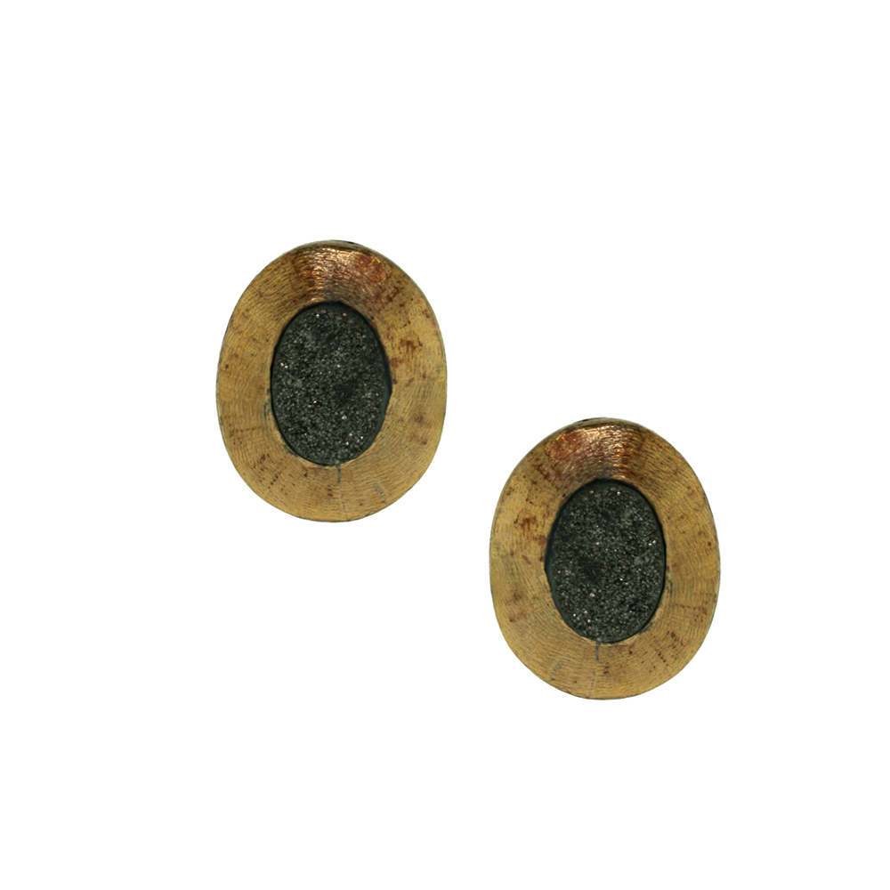 Small Drusy Earrings - Bronze