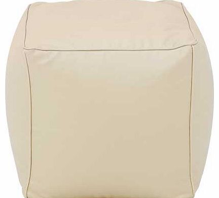 Small Leather Effect Beanbag Cube - Cream