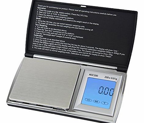 Smart Weigh ACC200 AccuStar Digital Back-Lit Touch Screen Pocket Scale - Black