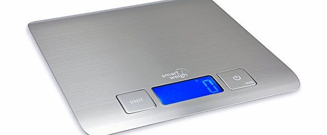 TZ5000 Sleek Cuisine Stainless Steel Digital Kitchen Scale 5000g X 1g, (Large Backlighted LCD Screen)