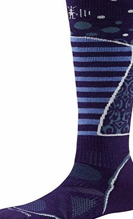 Smartwool Womens PhD Ski Medium Pattern Sock - Imperial Purple/White, Medium (5-7.5)
