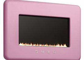 Smeg 50s Retro Style Natural Gas Wall Fire in Pink