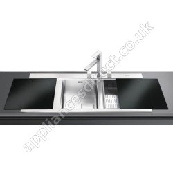Smeg Ultra Low Profile Double Bowl Sink with Right Hand Drainer