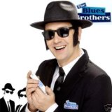 Blues Brothers Mens Fancy Dress Costume Kit with Hat and Tie