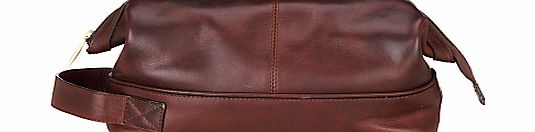 Leather Wash Bag, Brown
