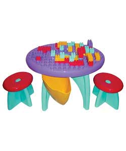 Smoby Activity Table and 2 Stools with Bricks