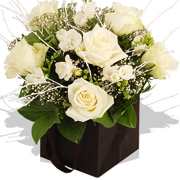 White Gift Bag - flowers