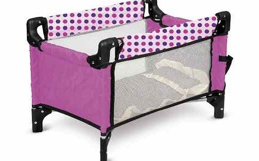 Snuggles Dolls Deluxe Pink Folding Travel Cot Bed with Carry Case