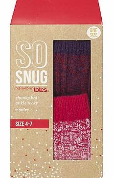 So Snug Chunky Knit Ankle Socks Size 4-7 10176362