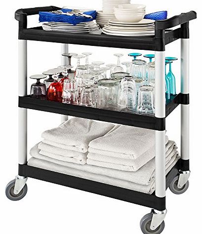 Mobile Trolley Cart with 3 Shelves, Large Storage Space, FKW20, Black
