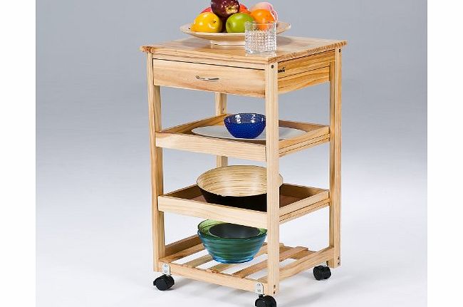 SoBuy Wooden Kitchen Trolleey with Shlves amp; Drawers,Hostess Trolley,Kitchen Storage Rack,42x 37 x 75cm,FKW01-N, nature
