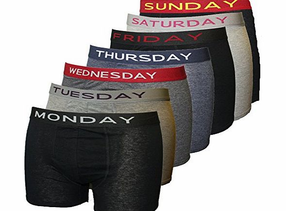 Socks Uwear Mens Novelty Days Of The Week Motif No Fly Boxer Shorts Underwear 7 pk LRG