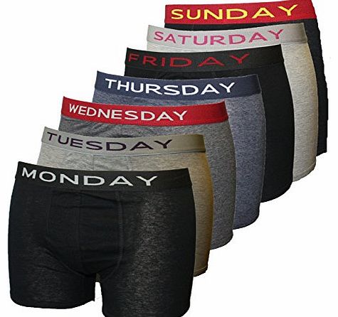 Mens Novelty Days Of The Week Motif No Fly Boxer Shorts Underwear 7 pk MED
