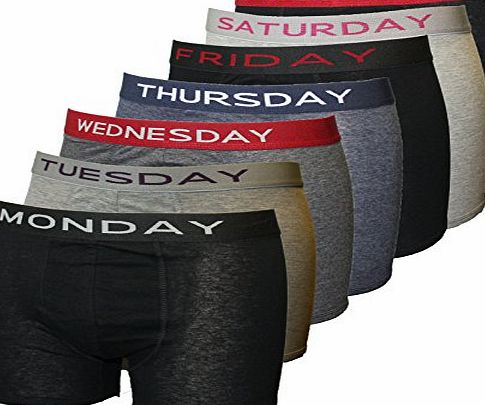 Socks Uwear Mens Novelty Days Of The Week Motif No Fly Boxer Shorts Underwear 7 pk XL