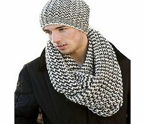 Socks Uwear Mens Slub Knit Beanie Hat- Snood Scarf Winter Thermal Fashion Set