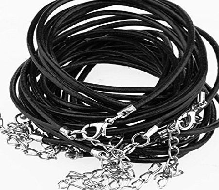 SODIAL(R) 10 X Black Leather Necklace Pendant Cord String   Clasp HOT