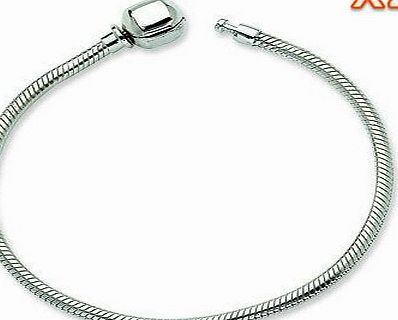SODIAL(R) 2 PCS x 7.5 Inches Silver Snake Chain Classic Bead Barrel Clasp European Italian Bracelet Fit for Pandora,Biagi,Troll,Beads Charms-Silver