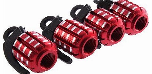 SODIAL(R) 4 x Metal Cool Grenade Shaped Design Car Auto Motorcycle Bike Tire Tyre Valve Dust Caps Red