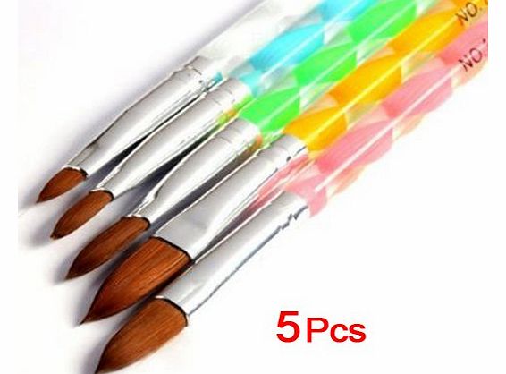 SODIAL(R) 5pcs Acrylic Nail Art UV Gel Carving Pen Brush Liquid Powder DIY No. 4/6/8/10/12