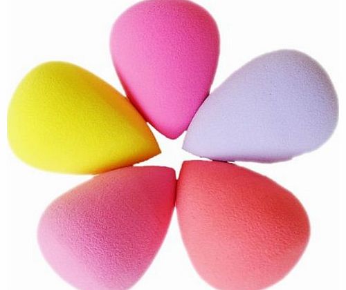 SODIAL(R) 5Pcs Pro Beauty Makeup Sponge Blender Flawless Smooth Shaped Water Droplets Puff (Random Color)