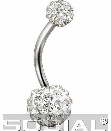 SODIAL(R) Bling Rhinestone Crystal Ball Navel Belly Button Ring Stainless Steel Body Piercing