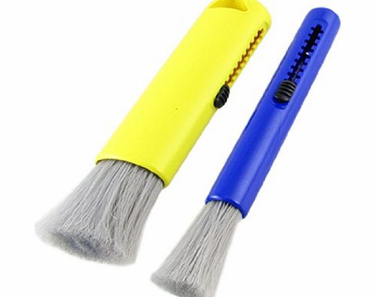 SODIAL(R) Car Air Flower Vent Keyboard Dust Cleaning Retractable Brushes Yellow Blue