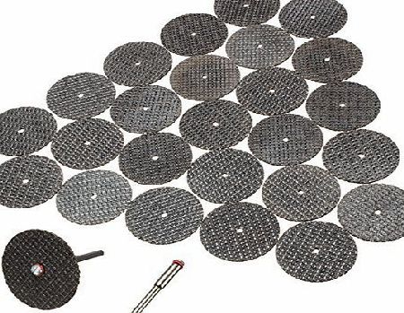 SODIAL(R) cutting disc set - SODIAL(R)25 pcs blades cutting disc set 32mm with arbor For Dremel rotary tool