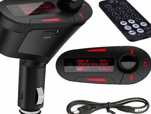 SODIAL(R) Red LCD Car Kit MP3 Player Wireless FM Transmitter USB SD MMC With Remote