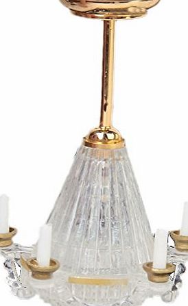 SODIAL(R) SODIAL (R) 1:12 Dollhouse Miniatures Lichtstativ Five False Transparent Candle Chandelier LED Golden