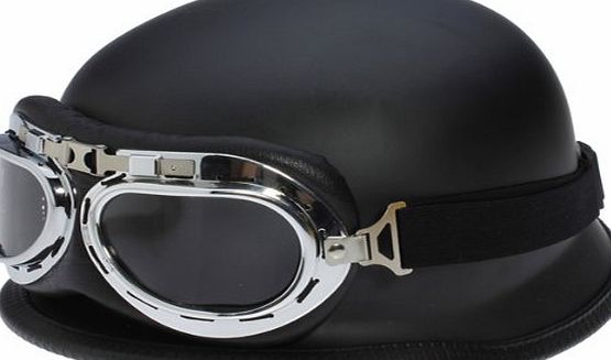 SODIAL(R) TOOGOO(R) WWII Style BLACK German Motorcycle Half Helmet Chopper Biker Pilot Goggles NEW