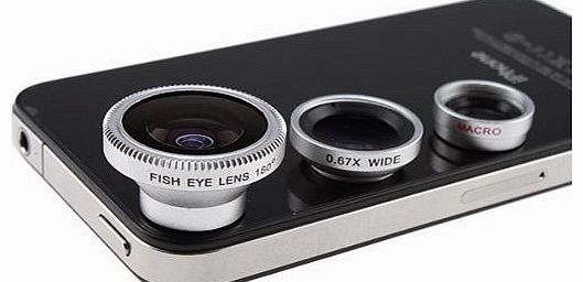 3 in 1 Camera Lens Kit Designed for Apple iPhone 4 4S iPad (Fish Eye Lens, Wide Angle + Micro Lens)