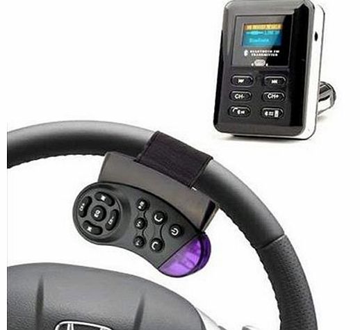 Bluetooth Car Kit FM Transmitter MP3 Player Steering Wheel USB SD MMC Card Black