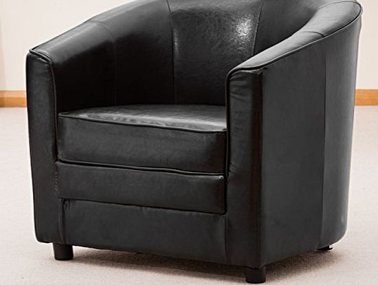 Brand New Girona Faux Leather Tub Chair / Armchair Seating in 3 colours (Black)