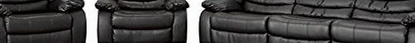 Sofa Collection Havana Leather Recliner Sofa Suite - Different Colours and Models Available (1 seat armchair, Black)