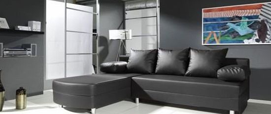 Sofas4Less BRAND NEW ``MONZA`` CORNER SOFABED WITH STORAGE SOFA SUITE BLACK BROWN (BLACK, Left Hand)