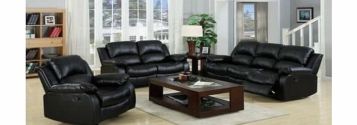 Sofas4Less BRAND NEW VALENCIA BONDED LEATHER RECLINER SOFA 3 2 suite in BLACK