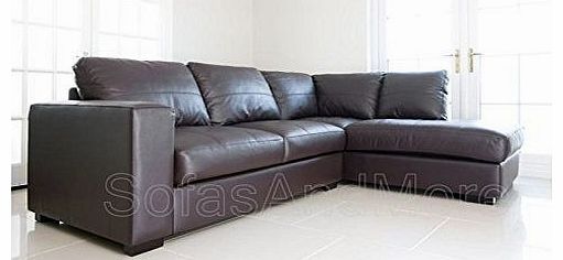 SOFASANDMORE BRAND NEW - WESTPOINT - CORNER SOFA - FAUX LEATHER - RIGHT HAND SIDE (brown)