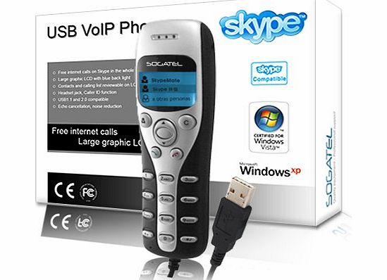 Sogatel - USB Skype compatible VoIP internet phone (graphic blue lit LCD display)