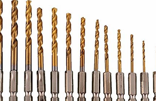 SOLEDI HSS 13pcs Hex Shank Quick change Titanium Drill Bit Tool 1.5-6.5mm Countersink