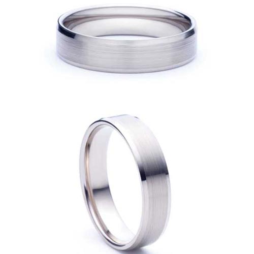 4mm Medium Flat Court Soleil Wedding Band Ring In 18 Ct White Gold