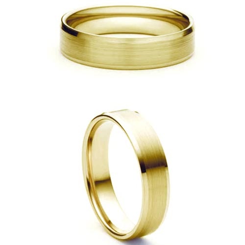 4mm Medium Flat Court Soleil Wedding Band Ring In 18 Ct Yellow Gold