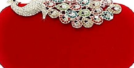 somarke  Women Rhinestone Peacock Velvet Party Clutch Evening Bags Colorful