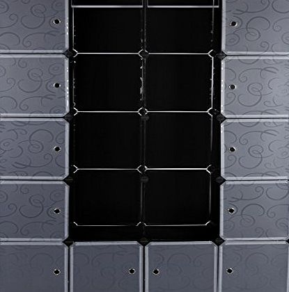 Songmics Interlocking Storage Cube Organiser / Clothes Wardrobe Cabinet with Hanging Rail 110 x 37 x 145 cm Black LPC30B