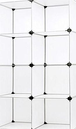 Songmics Interlocking Storage Cube Organiser Shelf / Shoe Rack / Wardrobe Cabinet 75 x 37 x 148 cm White LPC24W