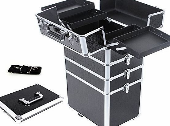 Songmics large Beauty Nail art Storage Tool kit trolley alu 7-in-1 with 2 storage containers black JHZ06B