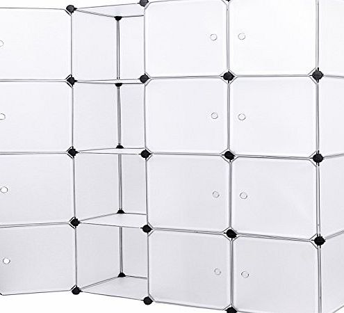 Songmics Creative Plastic Closet Wardrobe Bedroom Furniture Interlocking Cube Box Cabinet Storage Organiser with Doors White LPC34W