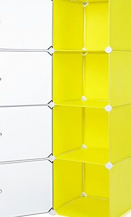 Songmics Storage Cubes / Corner Shelf for Toys, Shoes, Clothes, Handbags, Bathroom Items, etc. 40 x 37 x 178 cm, Yellow LPC04Y