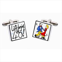 Sonia Spencer Life Begins at 40 Bone China Cufflinks by